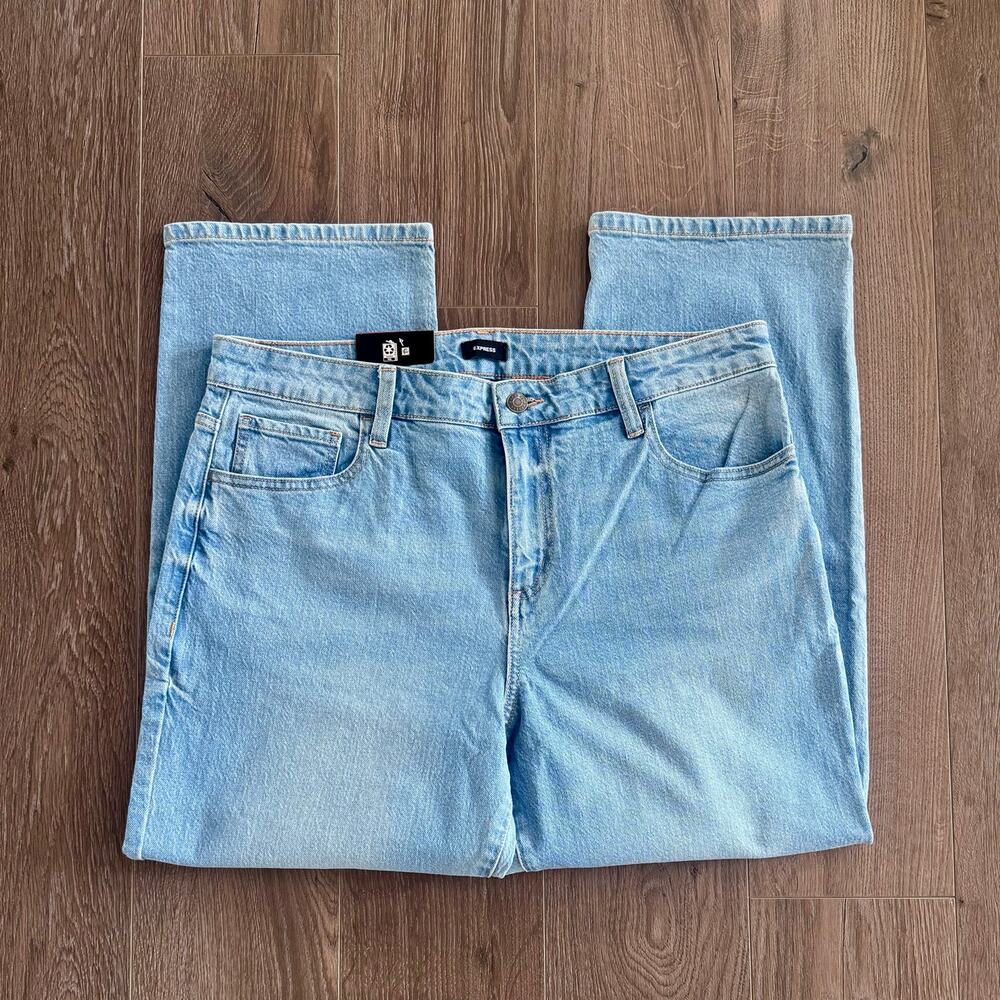 Express Ankle Jeans Light Wash Blue Straight Cropped Women Sz 14 NEW
